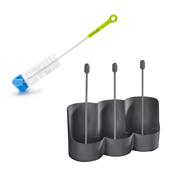 Set égouttoir à bouteille et brosse spéciale bouteille