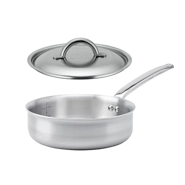 Lot sauteuse bord droit tout inox Alchimy 24 cm et couvercle De Buyer