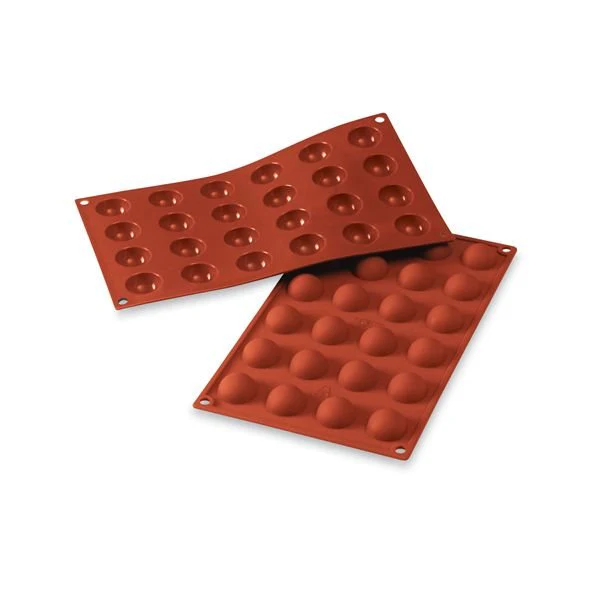 Plaque de 24 mini demi-sphĂšres en silicone Silikomart