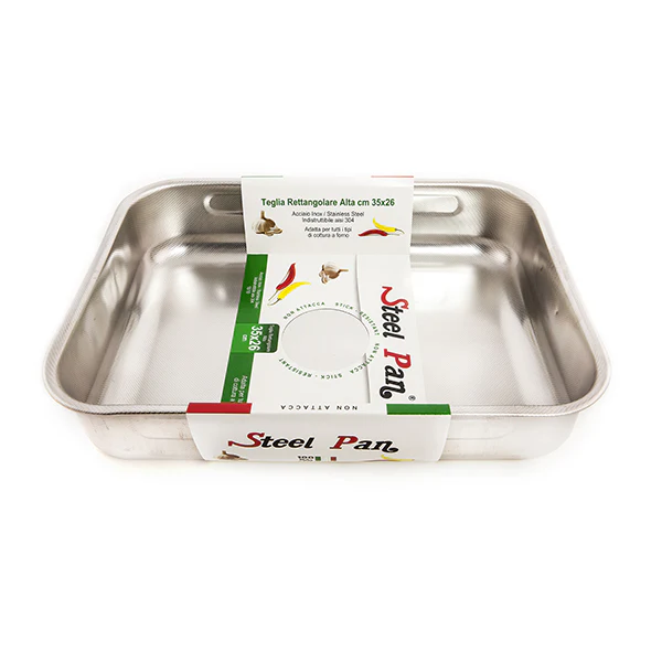 Plat Ă four rectangulaire en inox 35 x 26 cm Steel Pan - Image 3