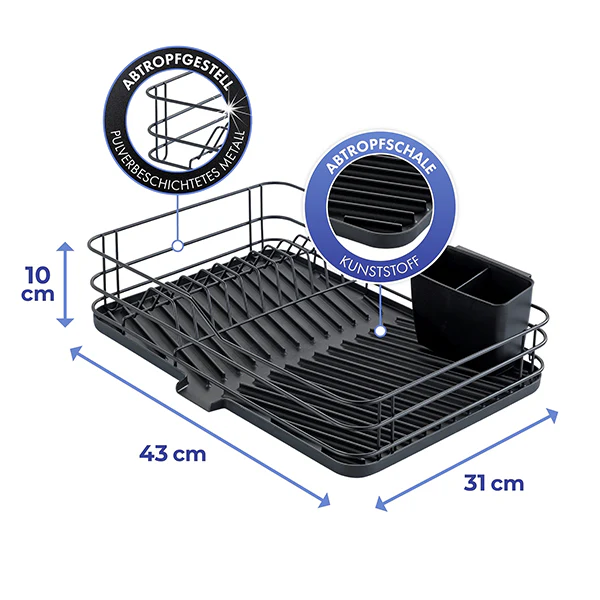 Égouttoir vaisselle noir avec tapis égouttoir Wenko by Maximex - Image 3