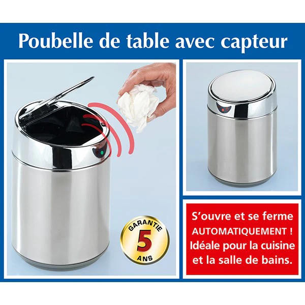 Poubelle cosmétique à capteur Senso Chrome en inox Wenko by Maximex - Image 4