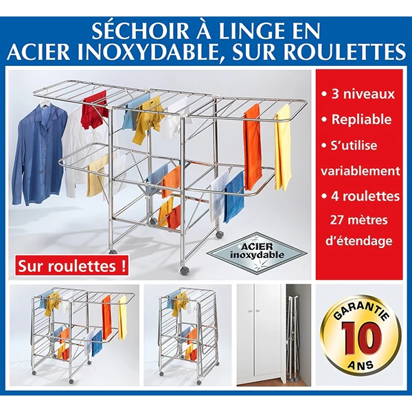Séchoir à linge acier Mobile Wenko by Maximex - Image 6