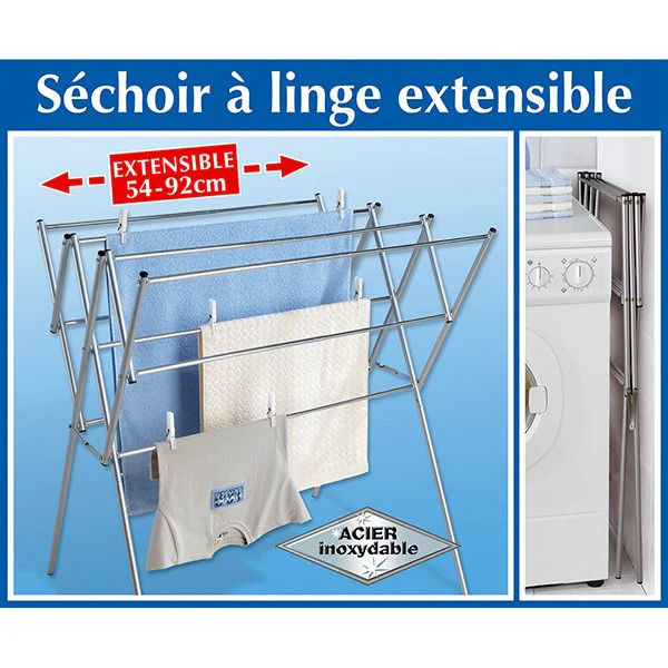 Séchoir à linge extensible en acier inoxydable Wenko by Maximex - Image 2