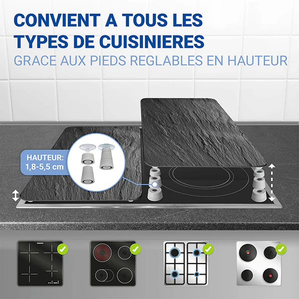 Set 2 couvre-plaques protection en verre motifs Ardoise Wenko by Maximex - Image 4