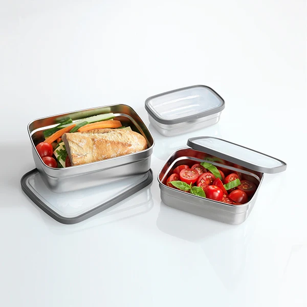 Set de 3 lunch box en inox et couvercles en plastique Wenko by Maximex - Image 2